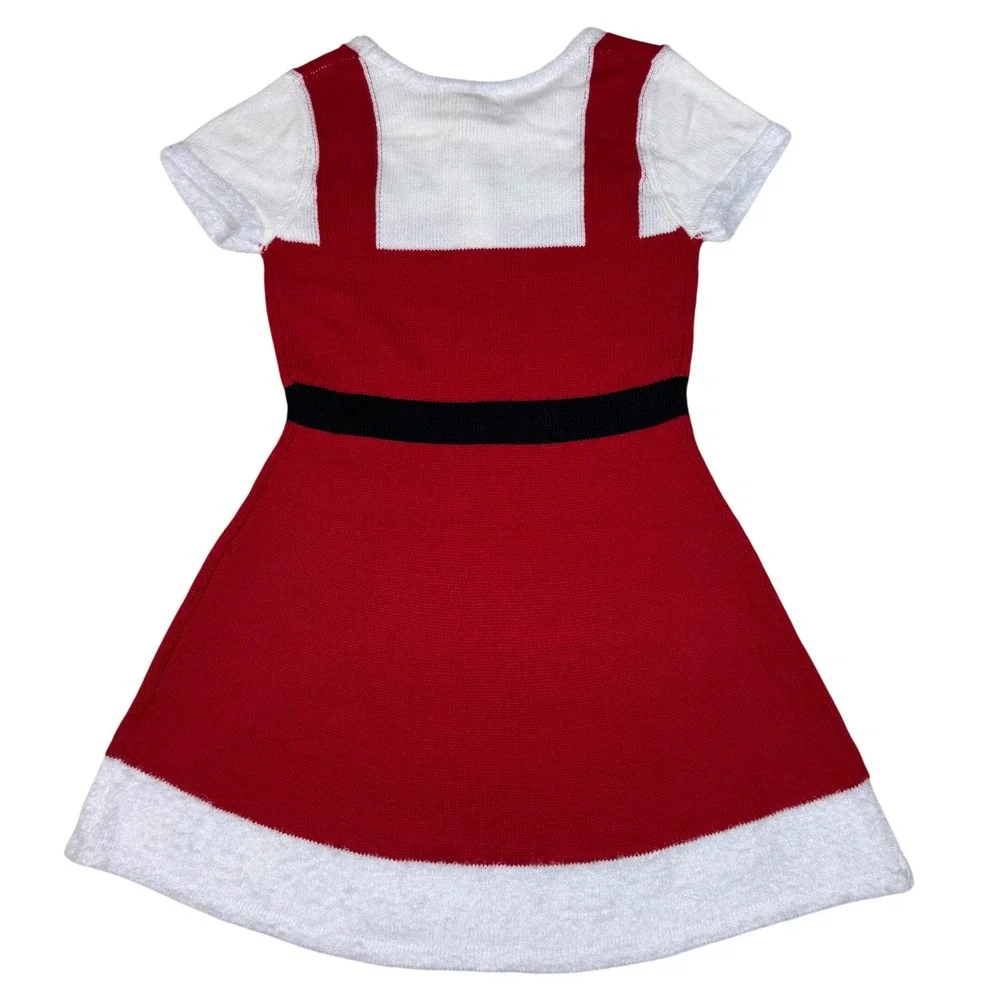 NEW Margaux Lexi Girl Red White Santa‎ Dress Knit Sequins Belt Sz L 14 Holiday